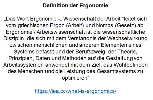 Definition der Ergonomie