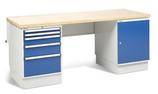 Ergonomische Workshop-Werkbank mit Schubladenblock und Schrank von Treston